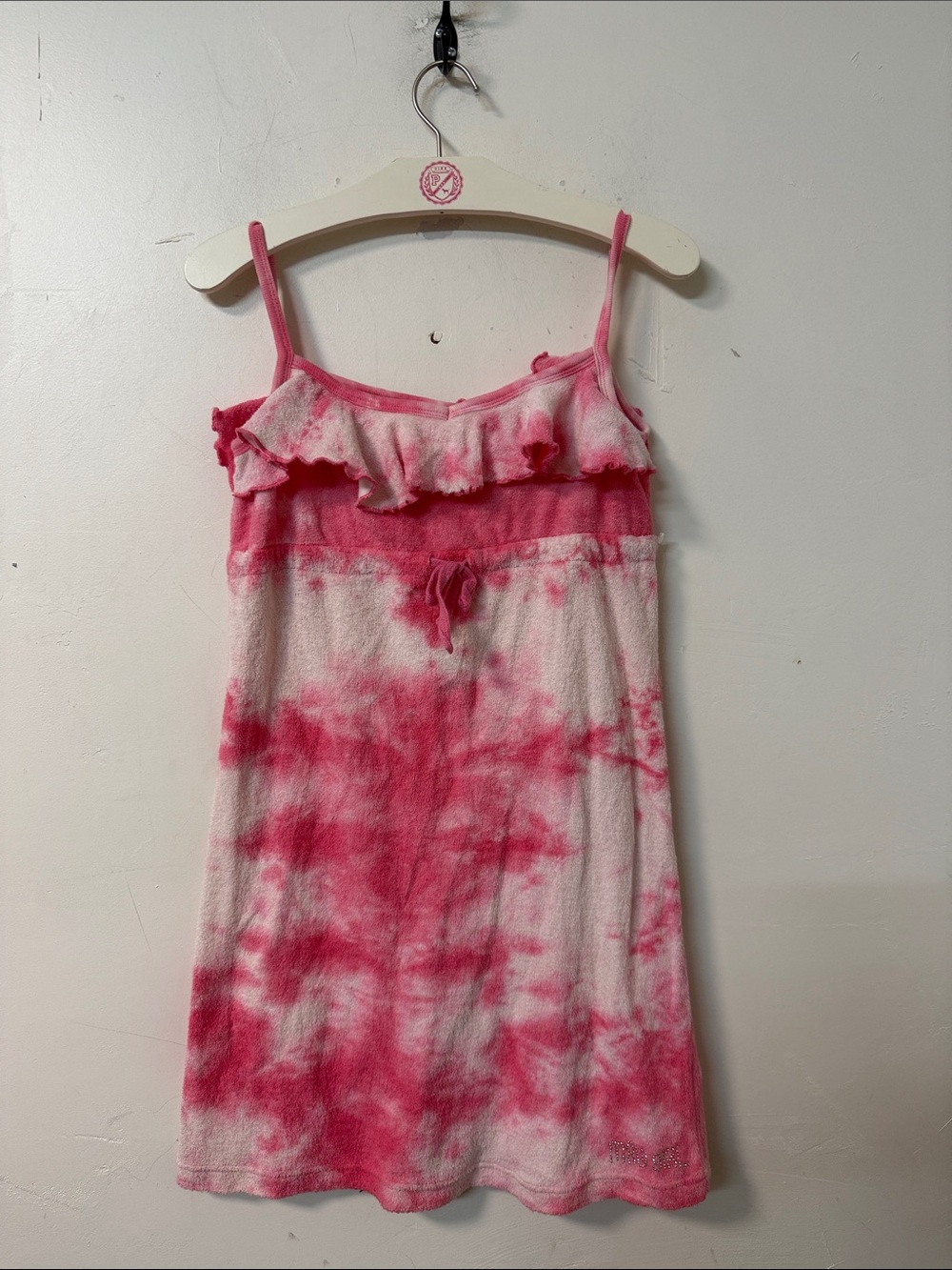 Girls' Pink Tie-Dye Ruffle Strap Sundress
